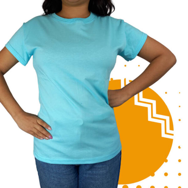 Playera cuello redondo mujer azul claro. Ideal para personalizar con tu logo.
