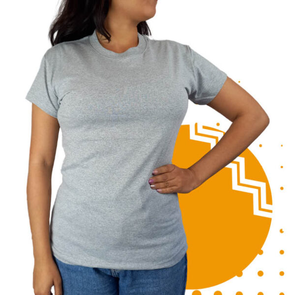 Playera cuello redondo mujer gris claro. Ideal para personalizar con tu logo.