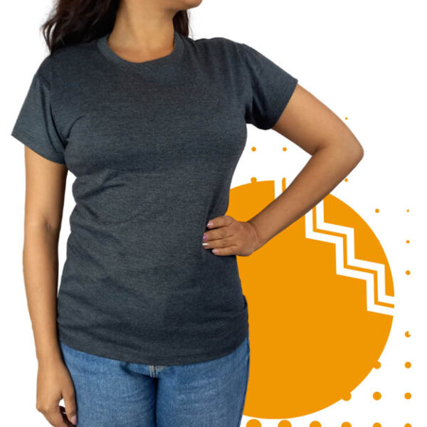 Playera cuello redondo mujer gris oxford. Ideal para personalizar con tu logo.