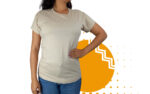Playera cuello redondo mujer hueso. Ideal para personalizar con tu logo.