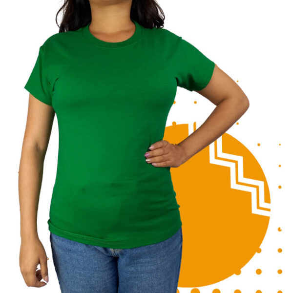 Playera cuello redondo mujer verde bandera. Ideal para personalizar con tu logo.