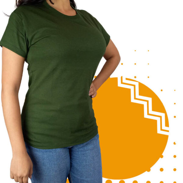 Playera cuello redondo mujer verde militar. Ideal para personalizar con tu logo.
