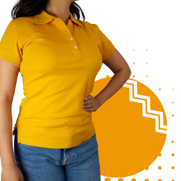 Playera polo mujer amarillo. Ideal para personalizar con tu logo.