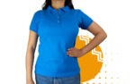 Playera polo mujer azul cielo. Ideal para personalizar con tu logo.