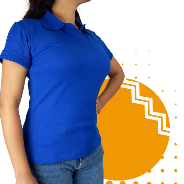 Playera polo mujer azul rey. Ideal para personalizar con tu logo.