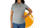 Playera polo mujer gris claro. Ideal para personalizar con tu logo.