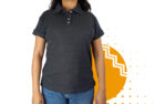 Playera polo mujer gris oscuro. Ideal para personalizar con tu logo.