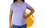 Playera polo mujer lila. Ideal para personalizar con tu logo.