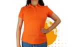 Playera polo mujer naranja. Ideal para personalizar con tu logo.