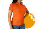Playera polo mujer naranja. Ideal para personalizar con tu logo.