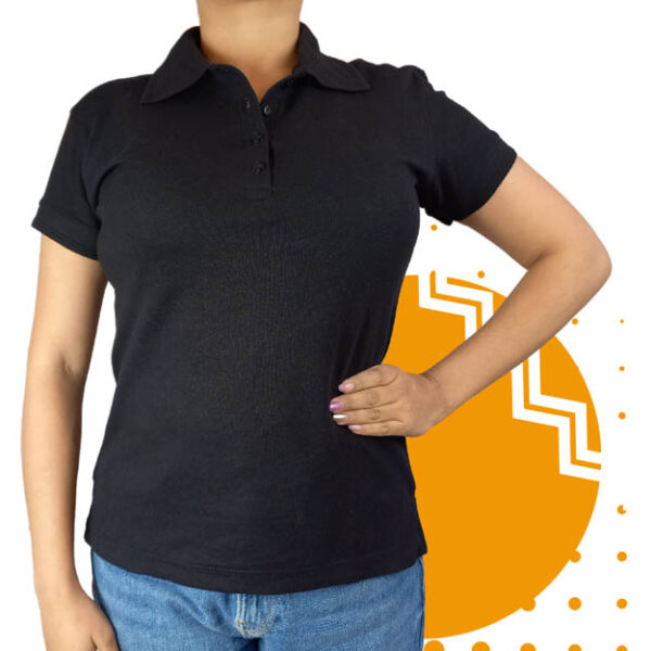 Playera polo mujer negro. Ideal para personalizar con tu logo.