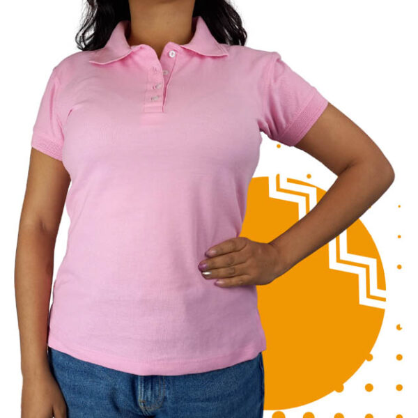 Playera polo mujer rosa. Ideal para personalizar con tu logo.