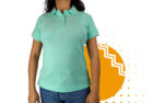 Playera polo mujer verde menta. Ideal para personalizar con tu logo.