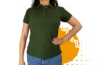 Playera polo mujer verde militar. Ideal para personalizar con tu logo.