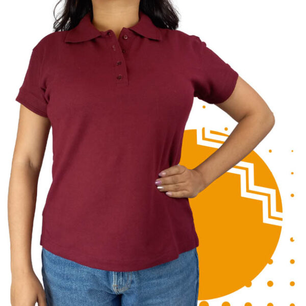 Playera polo mujer vino. Ideal para personalizar con tu logo.